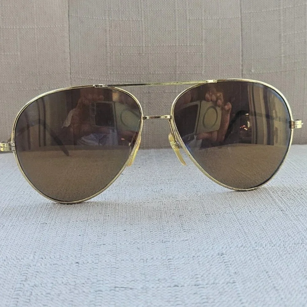 Vintage Sunglasses R.O.C Gold Tone Frame Aviator Eye Wear Men Sunglasses